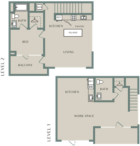 Floor plan for 1 bed, 1 bath, 1825 sqft